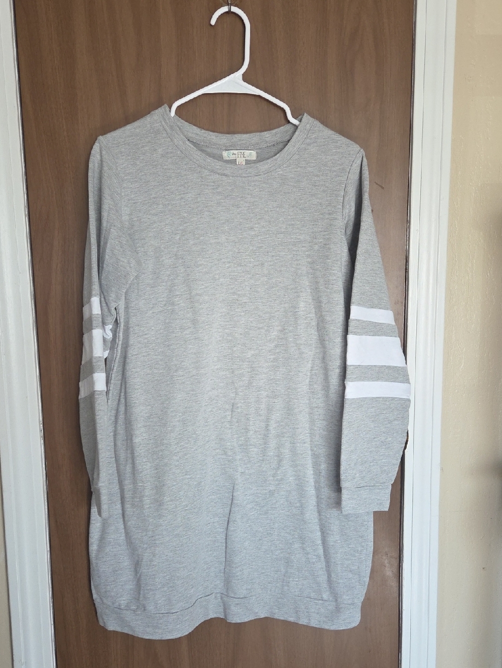 💖 love, Fire Grey Sweatshirt with White Sleeve Stripes